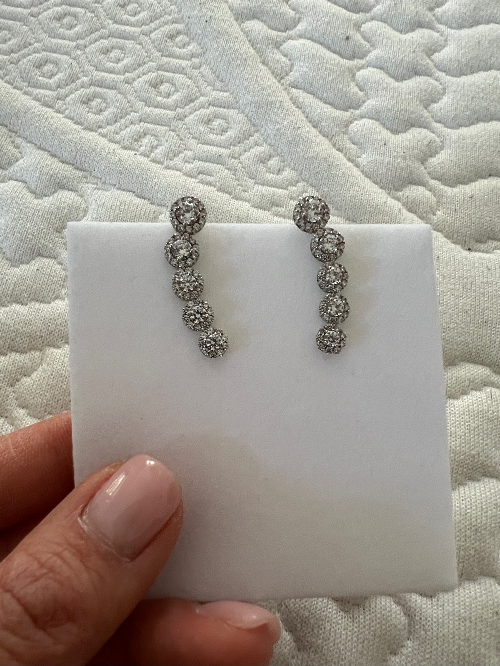 925CZ Drop Earrings - Sparkling Linear Cluster